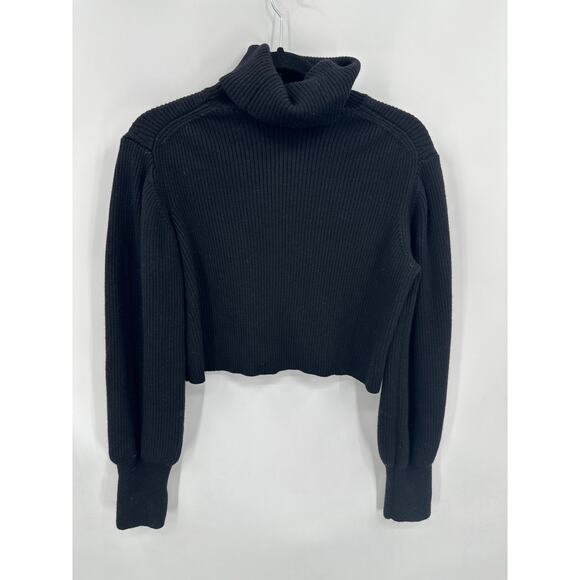 Wilfred Rebecca Ribbed cropped turtleneck sweater Black Size Large - Picture 6 of 8